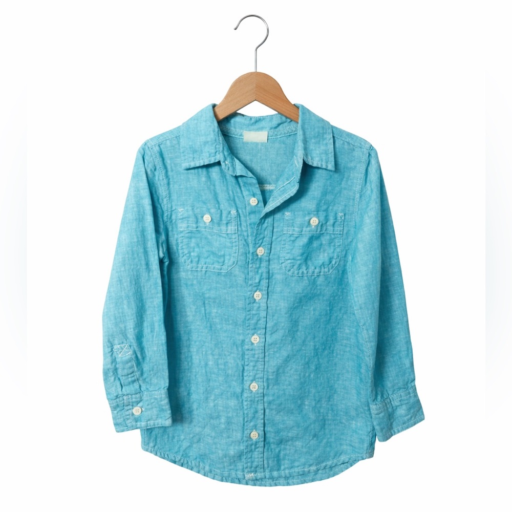Crazy 8 Linen Blend Turquoise Shirt. Button Up. Size 4, Great Condition